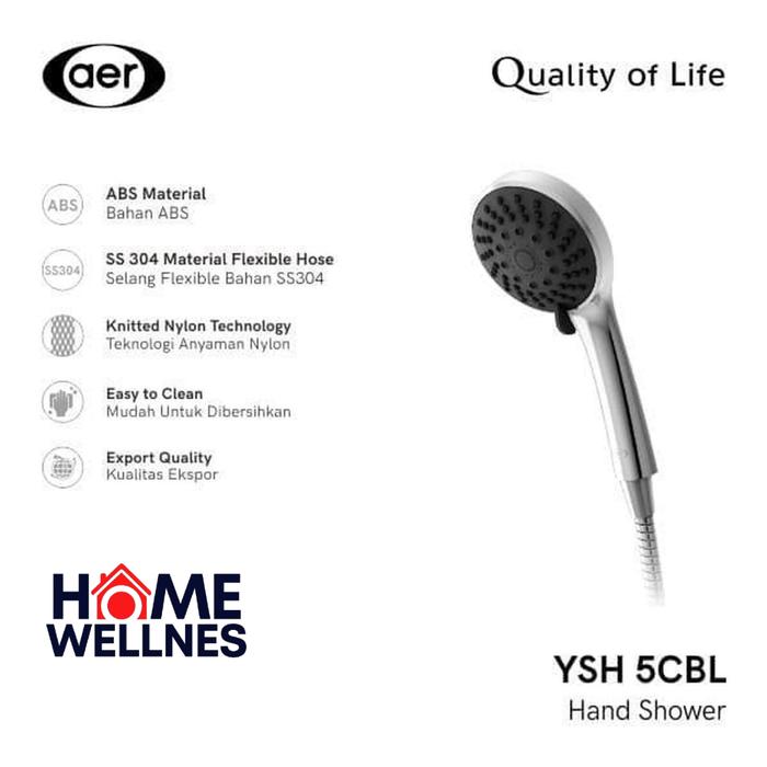 Hand Shower Mandi - Handshower Head Kepala Sower ABS - YSH 5C BL Air Hitam (Mere Air)