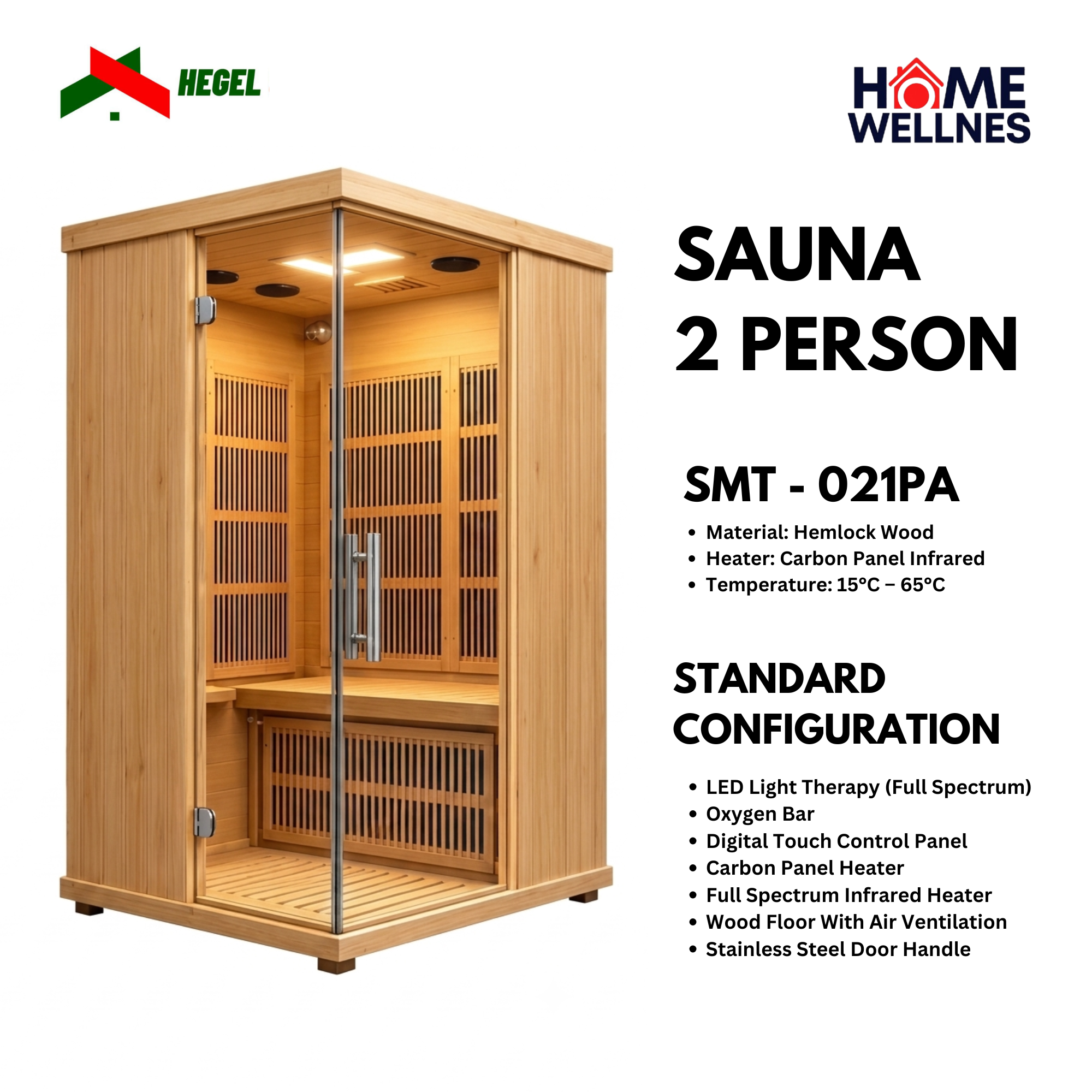 Sauna 2 Person Infrared SMT-021PA Hegel - Hemlock Material